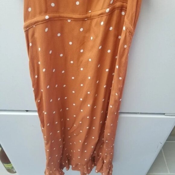 For Love and Lemons Natalia Midi Polka Dot Orange Saffron Dress XS - Picture 9 of 14